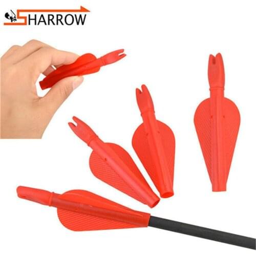 15pcs Shooting Training Plastic Arrow Feathers and Arrow Nock Conjoined Type 2" Fletches Arrows Archery DIY Hunting Accessories