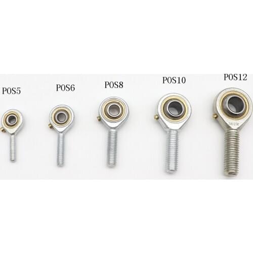 1PCS POS6 POS8 Hole 5mm/6mm/8mm/10mm/12mm/14mm Rod End Joint Bearings Male Right Hand Threaded Metric Spherical plain bearing