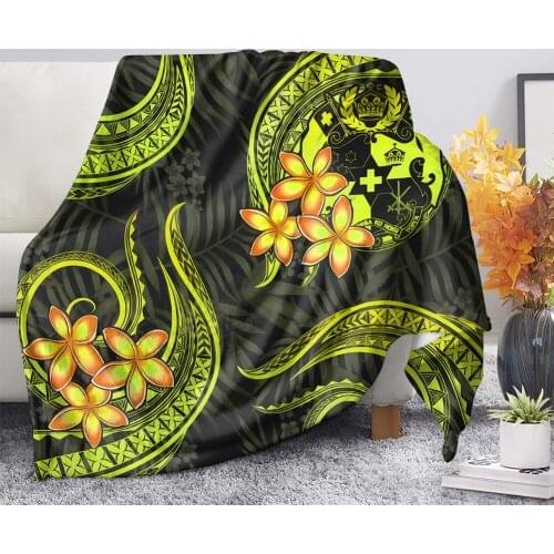 Polynesian Tribe Frangipani Printed Velvet Plush Throw Fleece Blankets Bedspread Blanket Sofa/Bed/Couch Quilt Cover For Adults