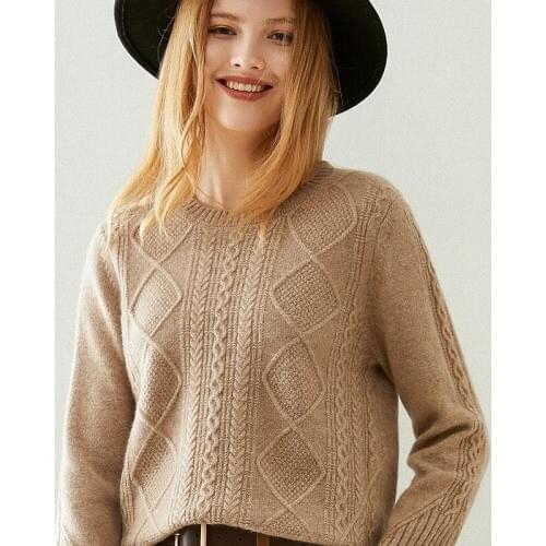Luxury Brand Autumn Winter Soft Goat 100% Pure Cashmere Sweater Women Warm Camel White Knitted Tops Sweater Pullover