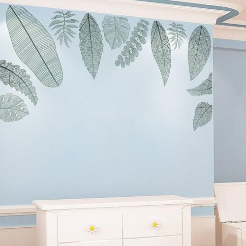 DIY Large Nordic Plants Leave Wall Stickers Living Room Sofa TV Backdrop Wall Decoration Mural Home Office Decor Decals PVC
