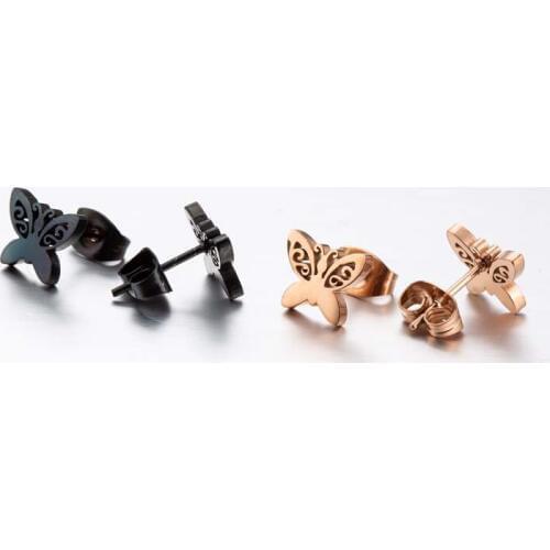 Yiustar Sweet Earrings For Women Charming Butterfly Stainless Steel Earrings Gold Color Animal Earring Female Jewelry Decoration
