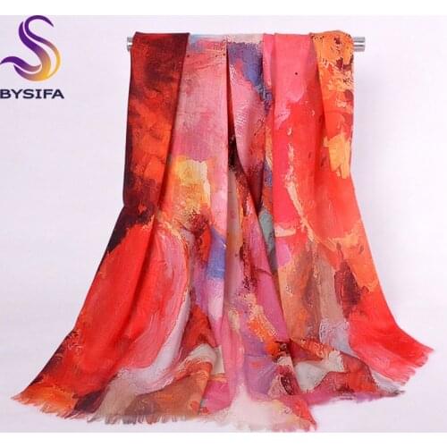 100% Wool Ladies Scarves Printed 200*70cm Fashion Autumn Winter Women Long Scarves Tippet Printed Fine Australian Wool Scarves