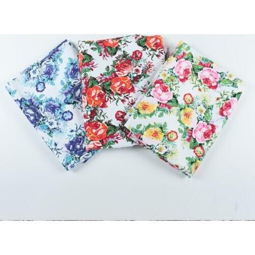 Blue red yellow Peony flowers pattern vintage fabric Retro style cotton fabric for DIY Bag shirt dress cloth 1meter