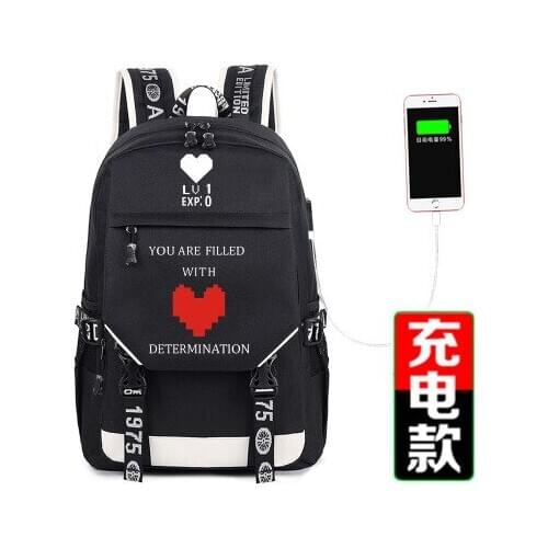 Undertale Cosplay Student School Shoulder Bag Printing Backpack Canvas Unisex Teenage Travel Laptop USB Mochila