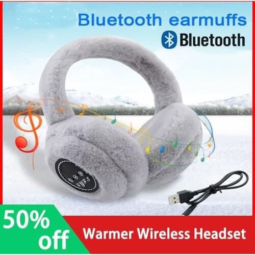 2021 Warm Fluffy Earmuff Headset Wireless Bluetooth 5.0 Headphone Winter Earphone Thick Fur Winter Ear Warmer Gift For Phone PC