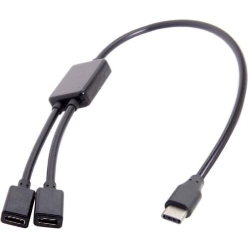 Type-C to Dual Ports USB-C Female Hub Cable For Laptop PC & Mouse & Flash Disk