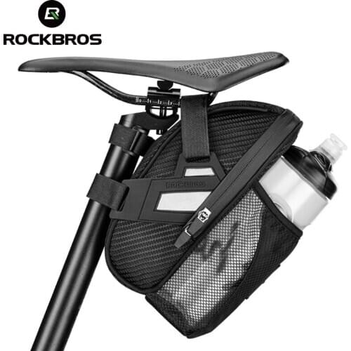 ROCKBROS Water Saddle Bag MTB Road Tail Bag Bottle Pocket Double Zipper Reflective Large Capacity Bicycle Bag Bike Accessories
