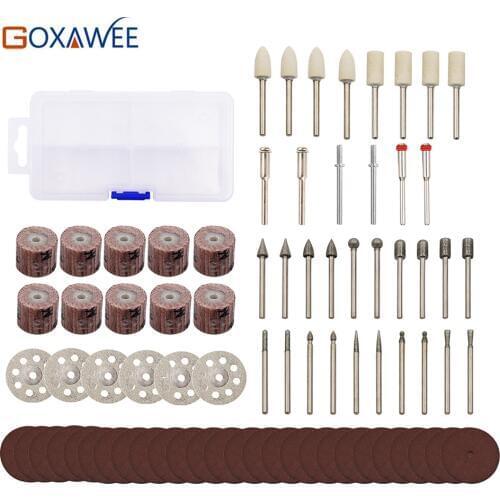 GOXAWEE 87pcs Rotary Tool Stone Grinding Accessories Kit Versatile Abrasive Tools Cutting Disc Flap Wheel for Grinding,Polishing