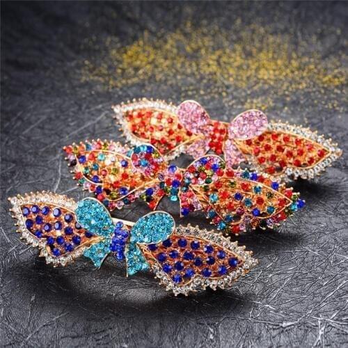 WWLB 2019 Fashion Crystal Butterfly Hair Clip Rhinestone Girl Barrette Hair Accessories Jewelry For Women Wedding Party Gifts