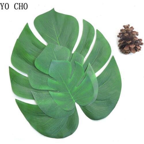 YO CHO 12pcs Artificial Monstera Deliciosa Turtle Leaf Artificial Silk Plants Home Wedding Party Decor DIY Office Decorations