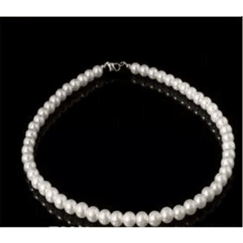 Real Natural Chains Pearl Necklace For Women White Near Round Pearl Jewelry Gift