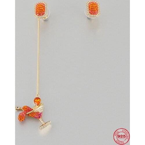 2020 New Fashion Charm Sterling Silver Original 1:1 Copy, Asymmetric Design Sweet Juice Stud Earrings Women Luxury Jewelry Gifts