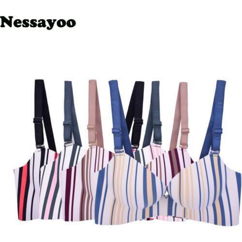 Women Bra Seamless Comfort Push Up Small Breasts Women Bra Seamless Comfort Girls Underwear Lingerie Striped Bras For Women New