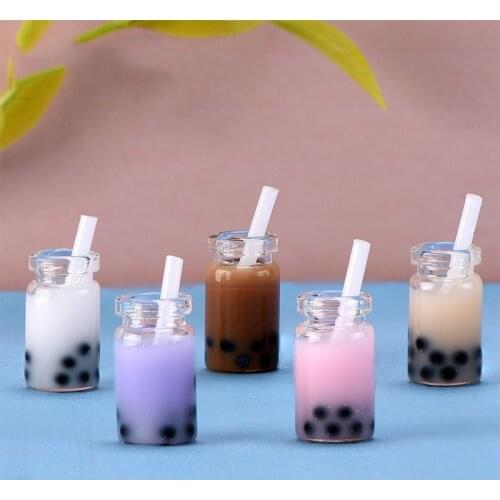 ZOCDOU 1 Piece Coloful Pearl Milk Tea Cup White Pipette Glass Ornament Small Statue Little Figurine Crafts Home Decoration