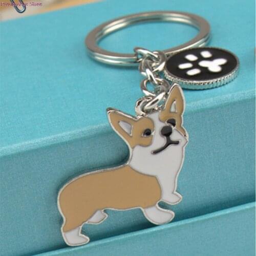 1 Keyring Corgi Dog Lovely Keychain Car Keyring Very Key Gift Key Ring Silver Plated Trendy Zinc Alloy Unisex