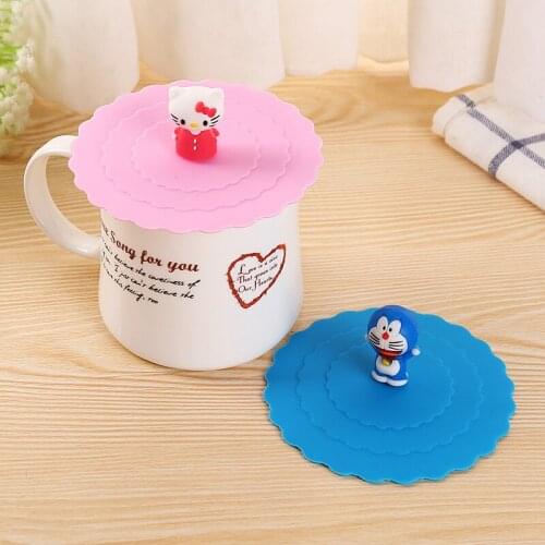 1 Pcs Silicone Cup Lid Multi-functional Reusable Dust-proof Bowl Cover Leak-proof Cup Lids Cute Animal Decor Mugs Cap