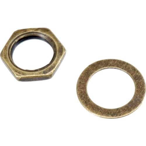 10 Pcs Metal Electric Guitar Bass Output Jack Socket Nuts w/ Washers Gaskets Set