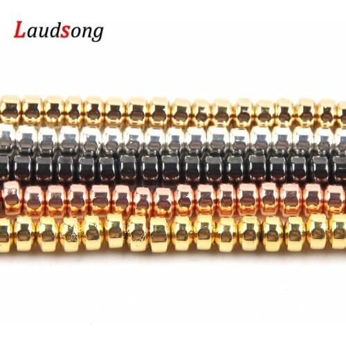 180pcs/Strand 2x3mm Natural Stone Loose Spacer Round Beads Cylinder Hematite Beads For Jewelry Diy Necklace Bracelet Making