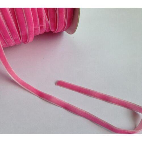 2/8" (6mm) 20Yards Hot Pink Single Face Velvet Ribbon Lace Trims DIY Garments Accessories