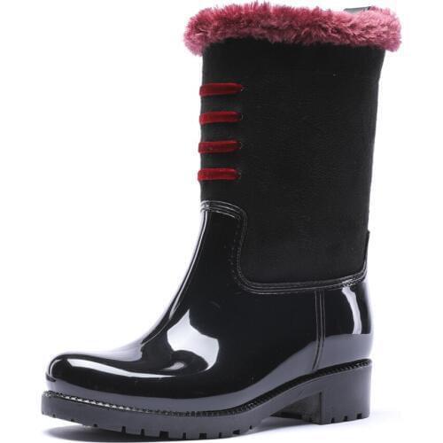 20-1207 TONGPU Womens Waterproof Rain Boots Fashion Winter Boots