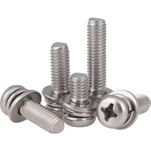 30Pcs M2 Stainless Steel Combination Screws Phillips Round Head Washer Screw PHIL Bolts 5mm-12mm Length