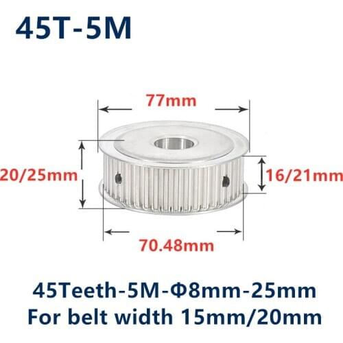 45 Teeth HTD 5M Synchronous Timing Pulley Bore 8/10/12/14/15/16/17/19/20/22/25mm for Width 15/20mm HTD5M Gear 45Teeth 45T