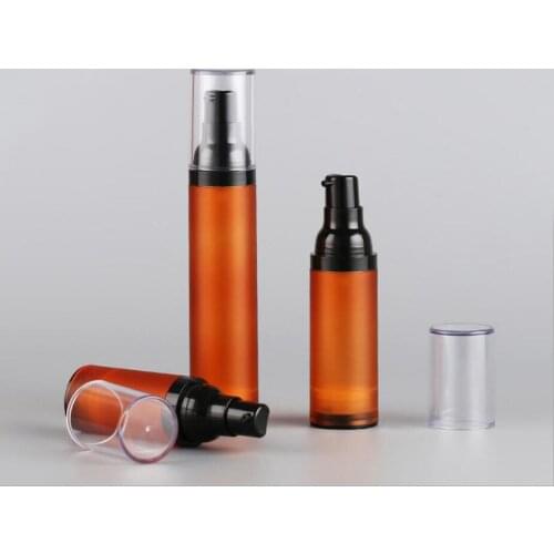 50ML frosted brown airless bottle black pump lotion emulsion serum foundation hyaluronic toner sport removal skin care packing