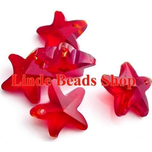 Free Shipping! Wholesale AAA Top Quality 14mm Crystal star fish pendant red colour 60pcs/lot