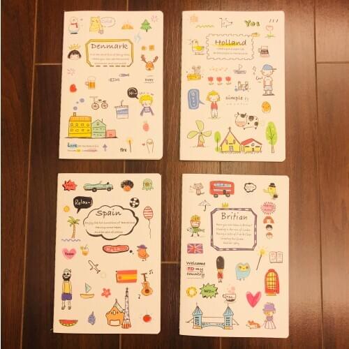 Bullet-Journalling Travellers Planner European Country illustrated Softcover Diary Notebook