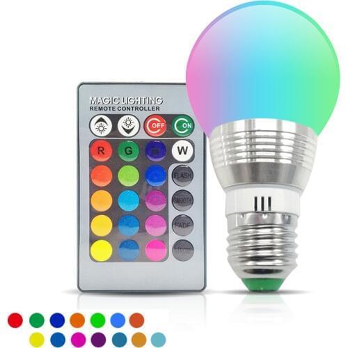 DYUE Dimmable E27 B22 E14 LED Light Bulb 3W Colorful LED Bulbs Remote Controller Included LED Color Changing Light Bulb