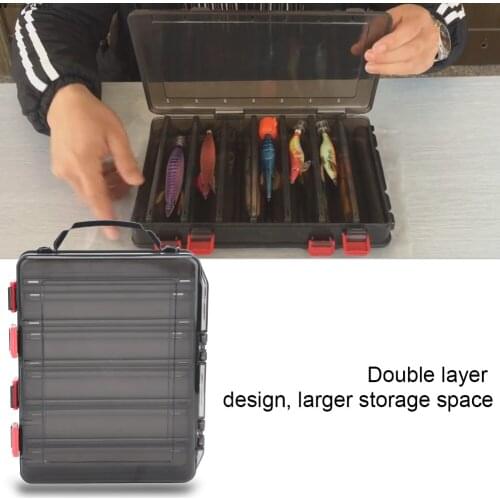 20x17x5 cm Double layer Fishing Tackle Box Wood Shrimp Case Fishing Bait Lure Hook Lines Storage Tool with 10 Compartments