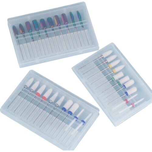 Milling Cutter for Manicure Set 10pcs Nail Drill Bits for Electric Drill Manicure Machine Mill Cutters for Removing Gel Varnish