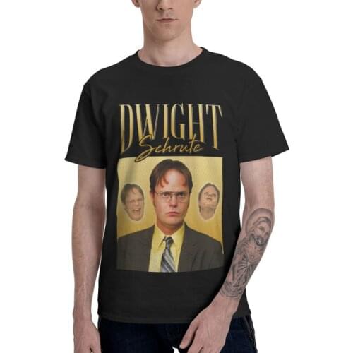 Dwight Schrute Homage US The Office TV Show T Shirt Men 100% Cotton T-shirts Harajuku Tshirt Short Sleeve Michael Scott 90s Tee