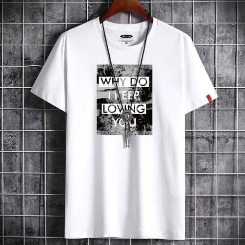 Why Do I Keep Loving You Printed Solid Color Cotton Men t-shirt, Lover Couple Oversized t-shirt O-neck short sleeve t-shirts top