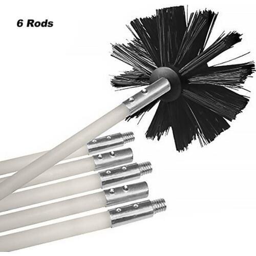 Bendable Long nylon wire Chimney Brush Flexible Dryer Pipe Inner Wall Cleaning Kit Includes 6 Flexible Rods 1 Brush Head