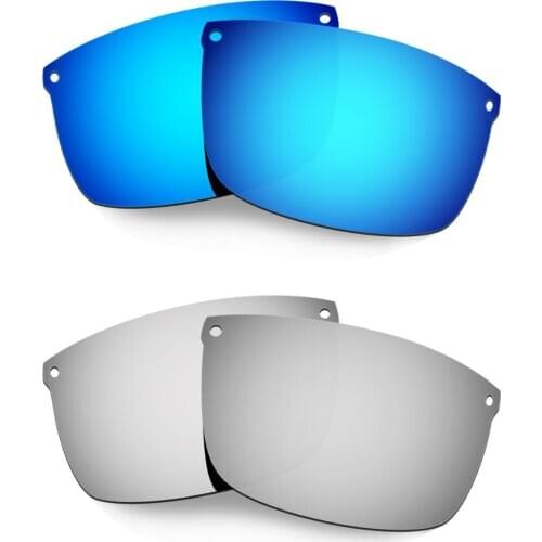 HKUCO For Carbon Blade Sunglasses Polarized Replacement Lenses 2 Pairs Blue & Silver