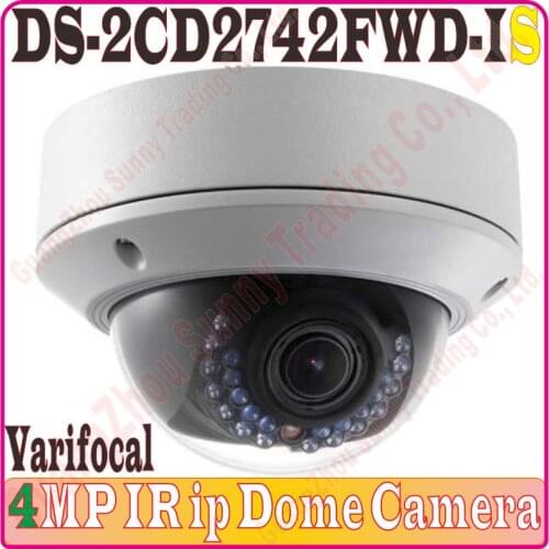 English-VER IP Camera DS-2CD2742FWD-IS 4MP HD 1080p IR Varifocal Dome Network Camera POE Cctv Camera 2.8~12mm, Audio/alarm WDR
