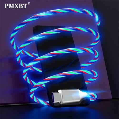 Flow Luminous Micro Type USB Cable LED Charging Cable For Samsung S10 Huawei Xiaomi Glow Lighting Mobile Phone USB Charge Kable
