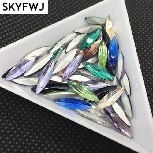 4x15mm Navette Crystal Fancy stone Pointed Back Glass crystal Marquise More colors for choice Dress making