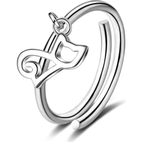 New Cute Cat Opening Adjustable Geometric Rings For Women Femme Jewelry Party Gift Anillos SAR68