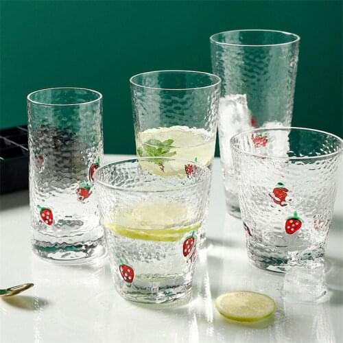 Creative Strawberry Transparent Glass Home Water Cup Household Heat Resistant Teacup Cute Coffee Milk Mug Office Drinkware