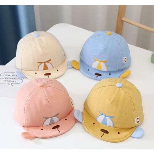 Cute Baby Soft-Brimmed Caps Spring Summer New Childrens Hats With Ears Girl Boy Cartoon Bears Baseball Cap Newborn Sun Hat