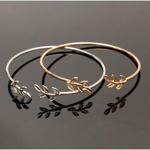 Fashion Simple Cuff Bracelets For Women Leaves Bracelets Popular Open Bangle Bracelets