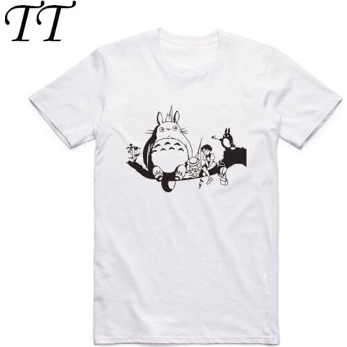 Asian Size Men Women Printing Japanese Anime Cartoon Totoro T-shirt O-Neck Short Sleeves Miyazaki Hayao T-shirt HCP4117