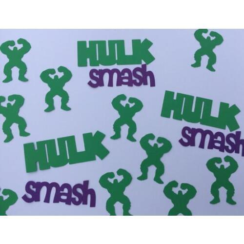 Custom name hulk Superhero baby shower kids birthday Confettis Gender Reveal Table decor scrapbook scatters party decoartions