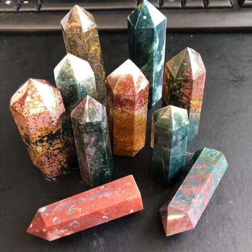 Ocean Jasper Wand Point Natural Stones Quartz Gemstones Minerals Crystals Healing Reiki Gems Home Decorations