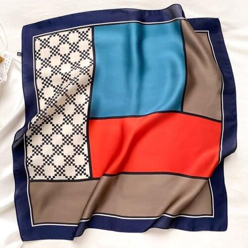 KOI LEAPING New small square scarf female Lattice color matching printed multifunctional summer sunscreen scarf shawl gift