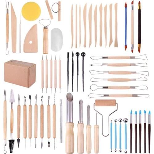 New product 61-piece pottery clay tool combination set, a variety of diy pottery making tools, carving and embossing