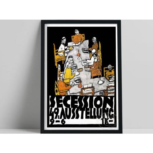 Egon Schiele Print, The Vienna Secession 49th Exhibition Die Freunde Poster, Street Wall Art, Vintage German figure Wall Picture